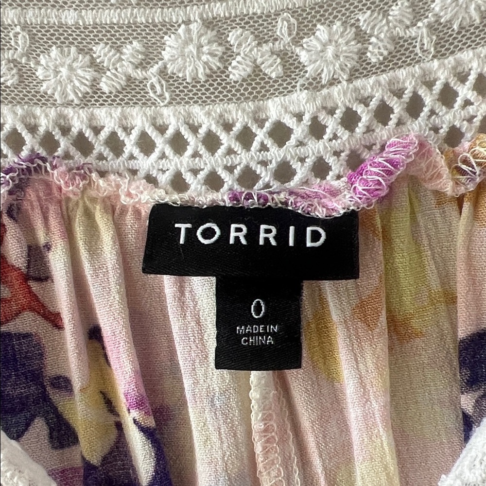 Torrid Multicolor Floral Camisole with Lace Trim - Picture 3 of 8